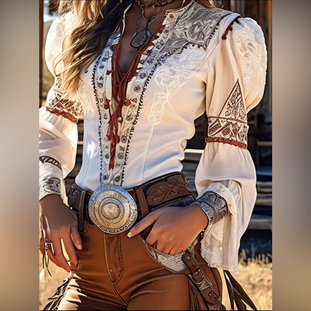 Bohemian Embroidered Blouse - Picture 2 of 4